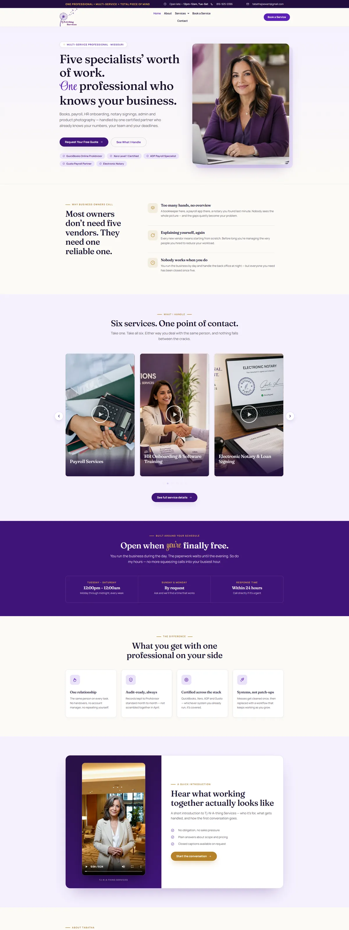 Tj-N-A-Thing Services website built by WebVerix